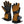 Brown and black heated gloves by ActionHeat, showing front and back views with a visible battery pack.