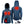 Blue Women's Waterproof Heated Rain Jacket by ActionHeat, showing front and back heating zones with an external power bank and USB cable.