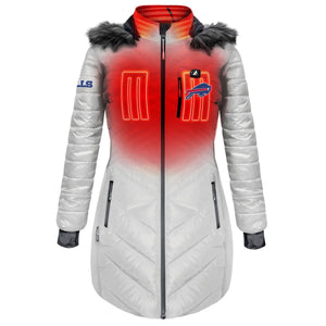 ActionHeat Buffalo Bills 5V Women's Long Puffer Battery Heated Jacket - Front
