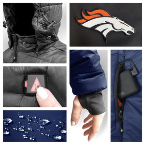 ActionHeat Denver Broncos 5V Men's Colorblock Puffer Battery Heated Jacket