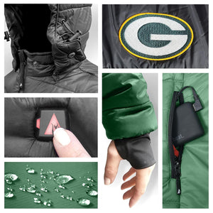 ActionHeat Green Bay Packers 5V Men's Colorblock Puffer Battery Heated Jacket