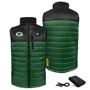 ActionHeat Green Bay Packers 5V Men's Colorblock Puffer Battery Heated Vest