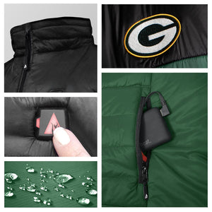 ActionHeat Green Bay Packers 5V Men's Colorblock Puffer Battery Heated Vest