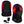 Black heated balaclava by Aheata, displaying glowing orange internal heating elements and a subtle geometric pattern, shown with a battery pack and charger.