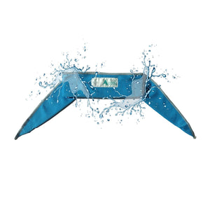 Blue neck cooling wrap by AlphaCool with water splashing around it.
