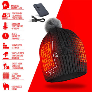 ActionHeat 5V Battery Heated Cable Knit Hat & Scarf Bundle