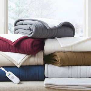 Serta Heated Fleece to Sherpa Throw - 50"Wx60"L