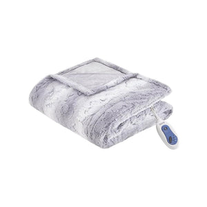 Beautyrest 100% Polyester Faux Tip Dye Long Fur Heated Throw - 50"W x 70"L