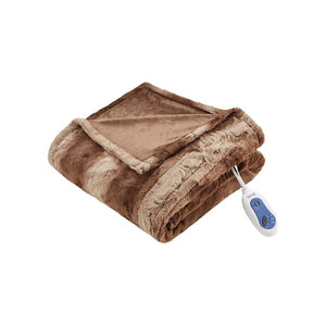 Beautyrest 100% Polyester Faux Tip Dye Long Fur Heated Throw - 50"W x 70"L