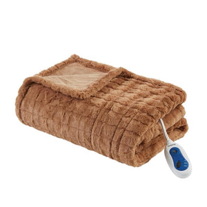 Beautyrest Heated Zuri Oversized Faux Fur Throw - 50"Wx70"L