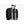 Black work bag by Bellroy, strapped to a silver rolling luggage handle with a black strap.