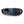 Black and silver spike traction device by Black Diamond, with blue accents, on a grey hiking shoe, top-down view.