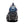 Black and silver spike traction device by Black Diamond, worn on a gray and blue trail shoe, front view.