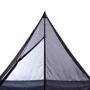 Dark mesh pyramid inner tent by Black Diamond, featuring a white solid interior panel and a central pole.