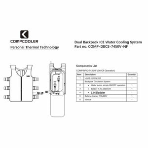 CompCooler Dual Backpack ICE Water Cooling System with 5.0L Bladder Flow Control