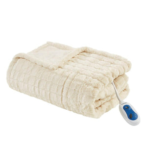Beautyrest Heated Zuri Oversized Faux Fur Throw - 50"Wx70"L