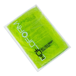 Bright lime green reusable hot/cold therapy gel pack by DonJoy, featuring HCT-FORM branding.