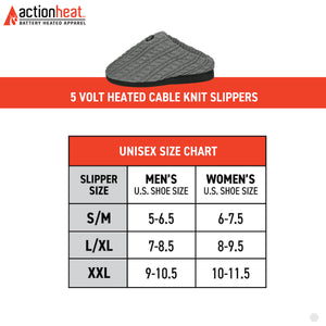 ActionHeat 5V Battery Heated Cable Knit Hat & Slippers Bundle