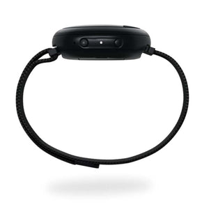 Black Embr Wave 2 Band by Embr Wave, a wearable device with side buttons, a white light, and a braided strap.