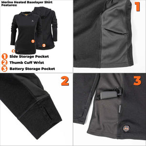 Fieldsheer Mobile Warming 7.4V Women's Merino Baselayer Heated Shirt