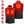 Red and black heated vest by Gerbing, featuring visible glowing orange heating elements on the front, back, and collar.