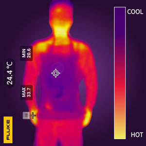 Unisex cooling vest by Gobi Heat, illustrated with a thermal body scan showing a human torso and temperature gradient from cool to hot.