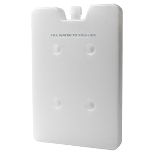 White rectangular camp chair by Gobi Heat with a top screw-cap, fill line, and four recessed circles.