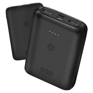 Onyx Dual-Zoned Cooling Camp Chair by Gobi Heat, depicted as a black portable device with a snowflake logo, LED indicators, and USB ports.