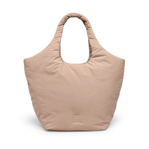 Light beige padded tote bag by Got Bag with a soft shape, wide handle, and subtle embossed logo.