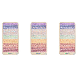 Rainbow Chakra Mat by HealthyLine, featuring distinct colorful layered sections and a textured surface, shown in three identical units.