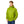 Lime green Men's Loke Jacket by Helly Hansen, with a hood and HH chest logo, on a man wearing blue pants.
