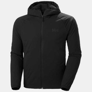 Black Men's Hooded Insulator 2.0 Jacket by Helly Hansen, with a full-zip front and HH logo.