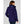 Women's navy blue Aden jacket by Helly Hansen, back view, with a hood featuring a plaid lining and adjustable cuffs.