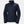Navy blue women's crew jacket by Helly Hansen, featuring a high collar with white HH logo and red zipper pulls.