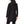 Black Women's Long Belfast Jacket by Helly Hansen, shown from the back, featuring a hood with an HH logo, worn over dark pants.