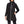 Black long jacket by Helly Hansen with a hood, white front and chest zippers, and 'HELLY TECH' on sleeve.