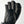 Black leather 5-finger glove by Hestra, with gold contrast stitching, black fabric sections, and a buckle showing 'HESTA', in a close-up view.