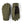 Olive green warming gloves by Hestra, showing a smooth back and a black quilted palm with elasticated cuffs.