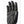 Black 5-finger gloves by Hestra with textured palm, reinforced fingertips, and zigzag gold stitching in a close-up view.