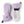 Lavender fabric and off-white leather ski mitts by Hestra, featuring adjustable black wrist straps and a logo patch.
