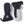 Pair of navy and light gray mittens by Hestra with elastic cuffs, adjustable wrist straps, and a carabiner clip.