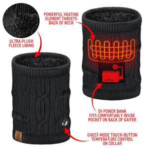 ActionHeat 5V Battery Heated Cable Knit Hat & Gaiter Bundle
