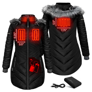 ActionHeat Baltimore Ravens 5V Women's Long Puffer Battery Heated Jacket