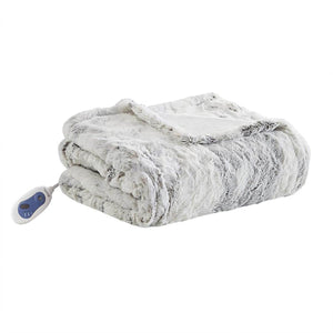 Beautyrest 100% Polyester Marble Faux Fur Heated Throw - 50"W x 70"L