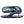 Dark blue flip-flops by Korkers, featuring a perforated strap, abstract blue-green insole, and textured outsole, one inverted.