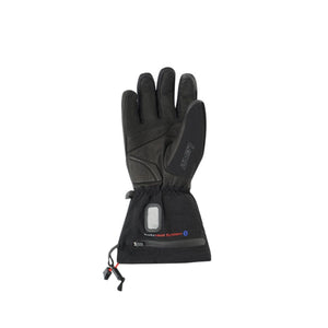 Black heated glove by Lenz with a grey control button and "Body Heat System" text on the cuff.