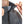 Grey textured heat vest by Lenz, with a zipper, high collar, and embossed logo, adjusted by a man's hands.