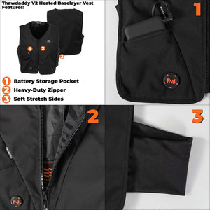Mobile Warming 7.4V Unisex Smart Thawdaddy 2.0 Bluetooth Heated Vest
