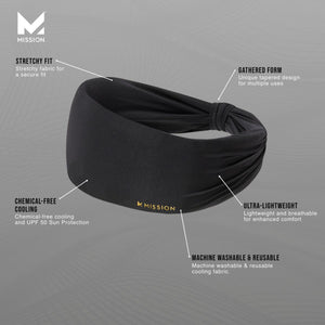 Mission Intellisoft Cooling Gathered Headband - Black