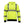 Neon yellow heated pullover hoodie by Mobile Warming with reflective grey stripes, black cuffs, and hem.